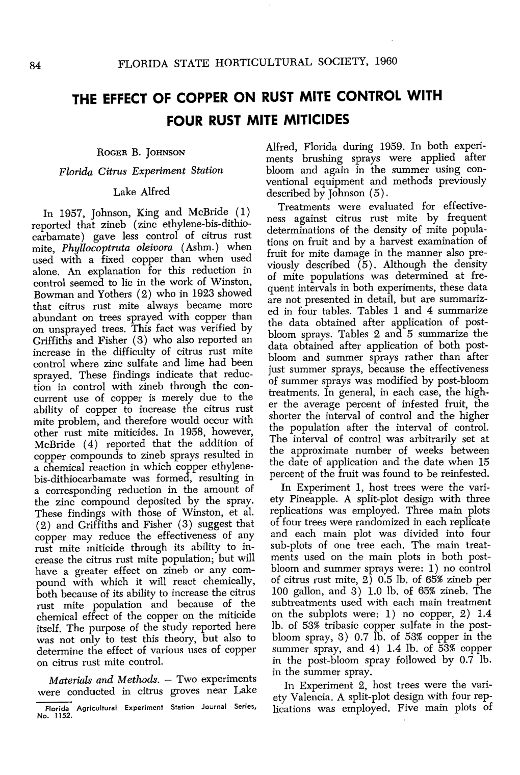 The Effect of Copper on Rust Mite Control with Four