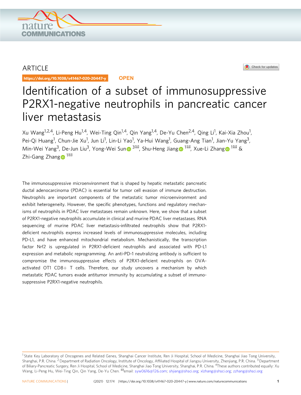 Identification of a Subset of Immunosuppressive P2RX1