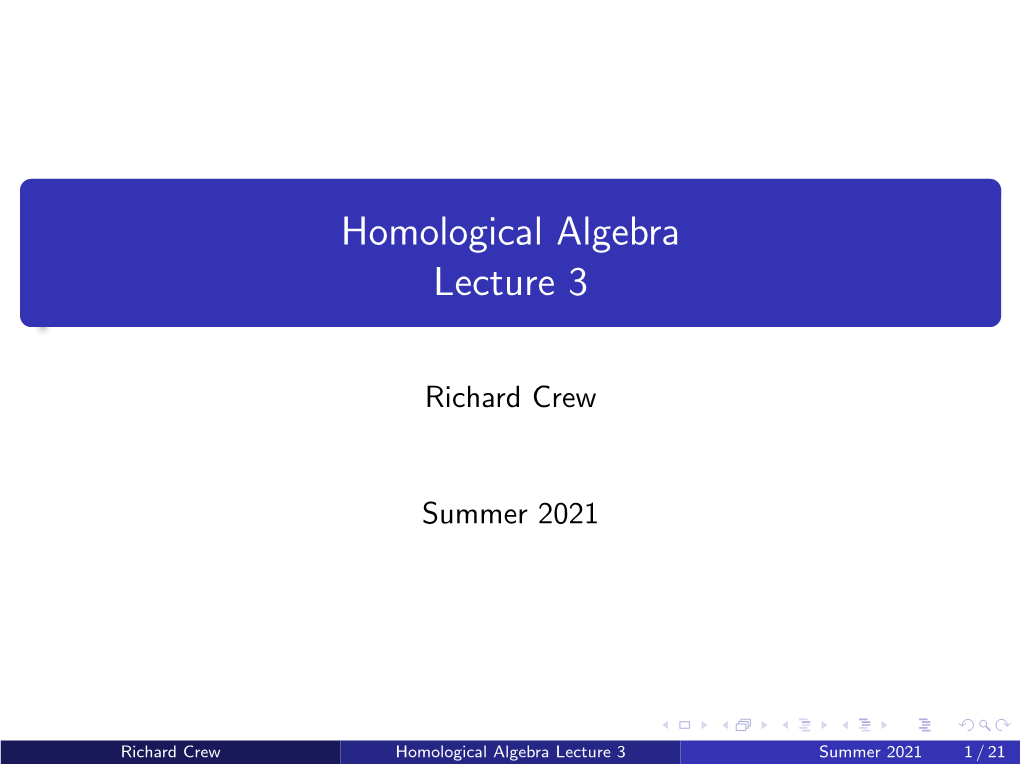 Homological Algebra Lecture 3