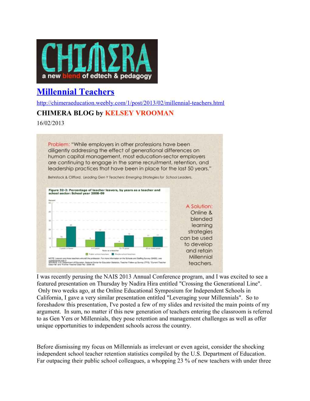 CHIMERA BLOG by KELSEY VROOMAN