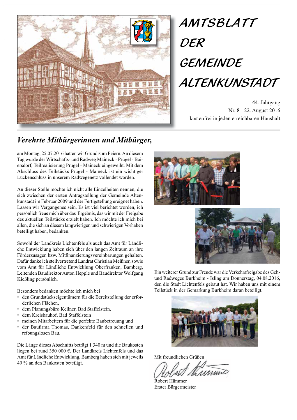 August 2016 AMTSBLATT 1 DER GEMEINDE ALTENKUNSTADT