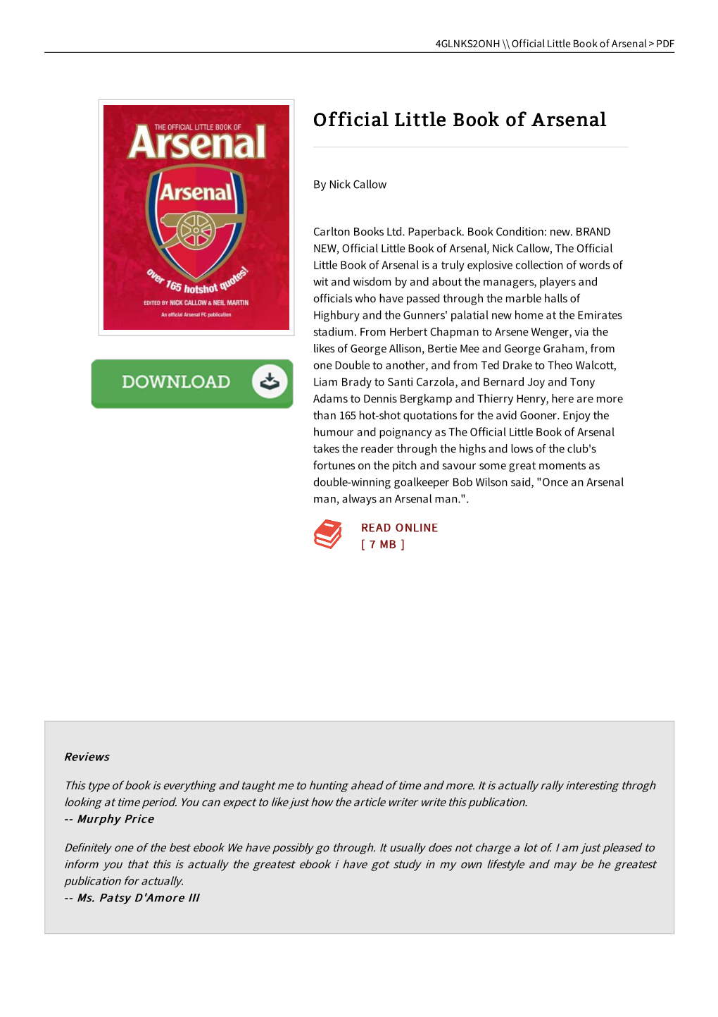 PDF &gt; Official Little Book of Arsenal \ Download