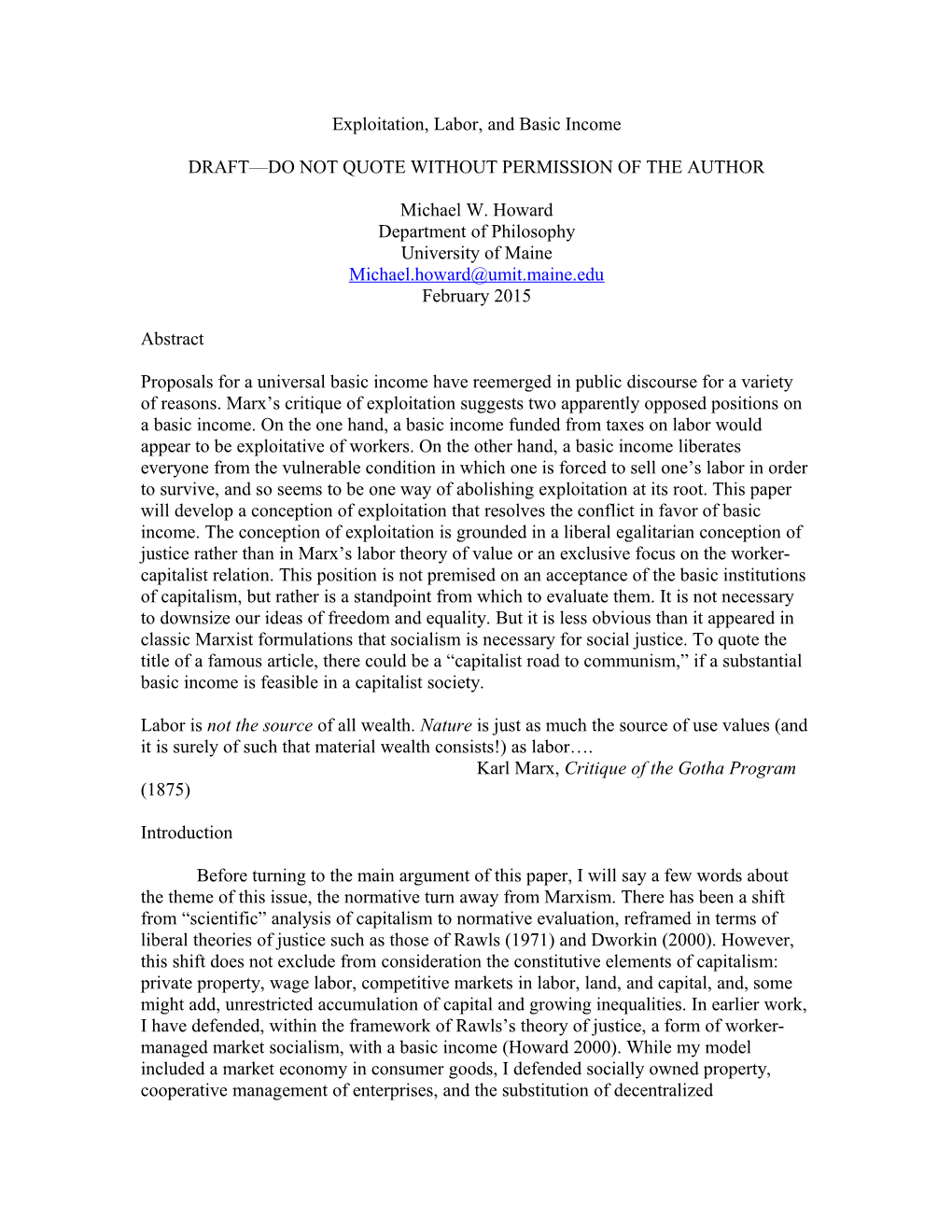 Exploitation, Labor, and Basic Income Paper 2