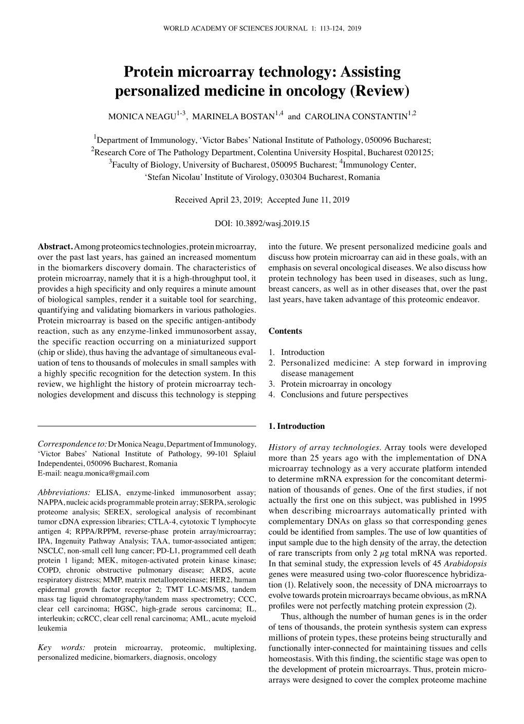 Protein Microarray Technology: Assisting Personalized Medicine in Oncology (Review)