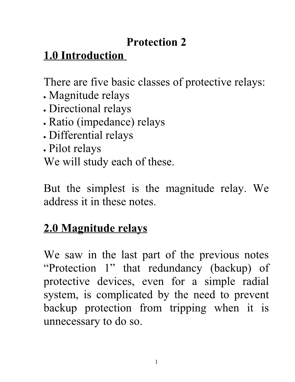 There Are Five Basic Classes of Protective Relays