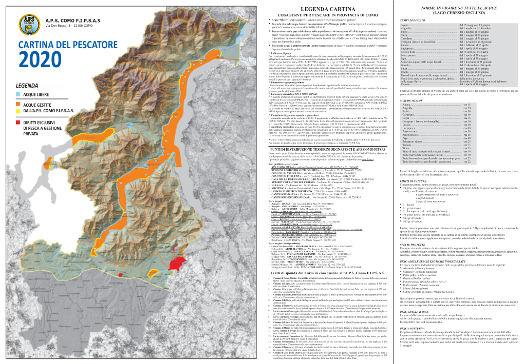 CARTINA DEL PESCATORE Di Pesca Rilasciato Dal Gestore