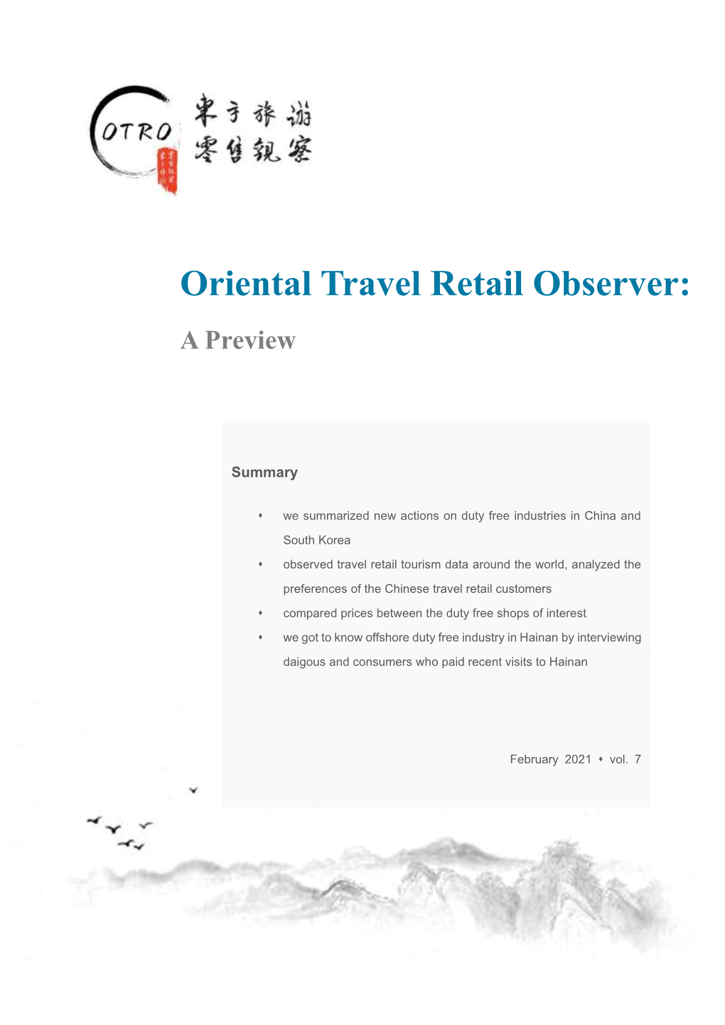Oriental Travel Retail Observer: a Preview