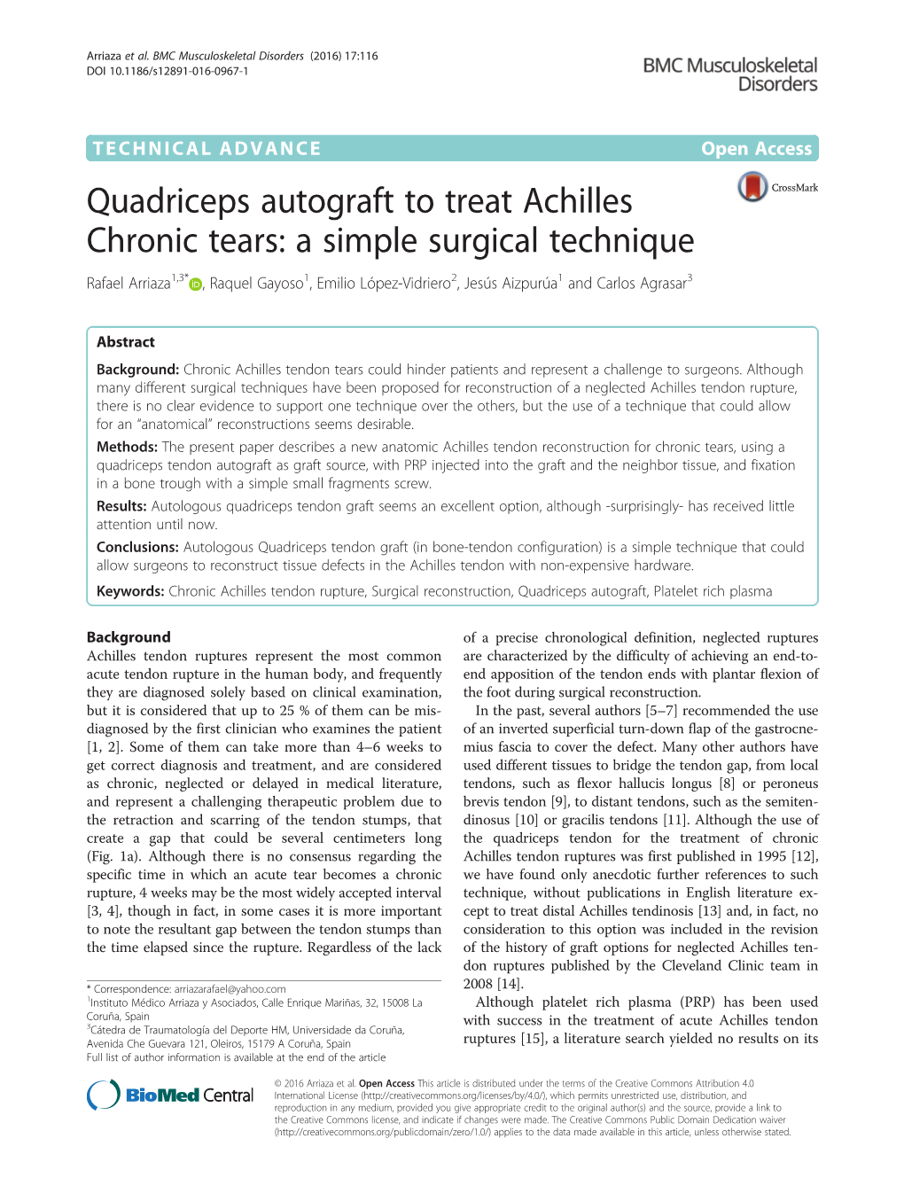 Quadriceps Autograft to Treat Achilles Chronic Tears: a Simple Surgical