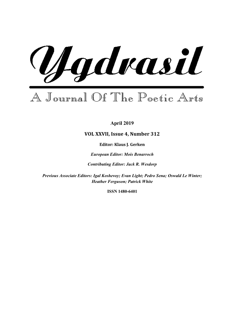 April 2019 VOL XXVII, Issue 4, Number