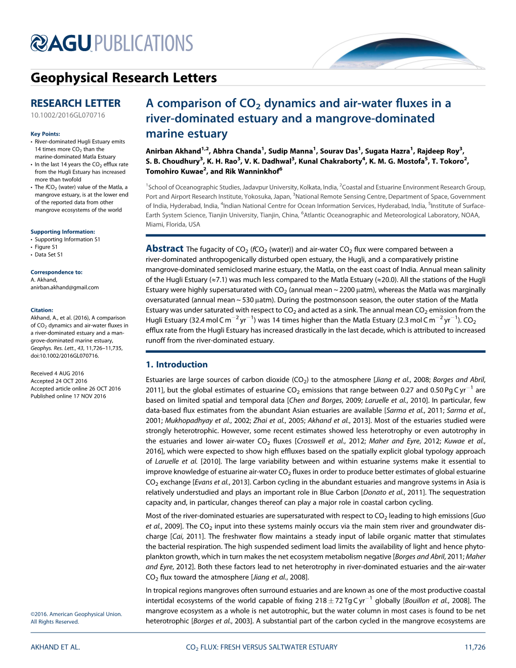 A Comparison of CO2 Dynamics and Air-Water Fluxes in a River-Dominated