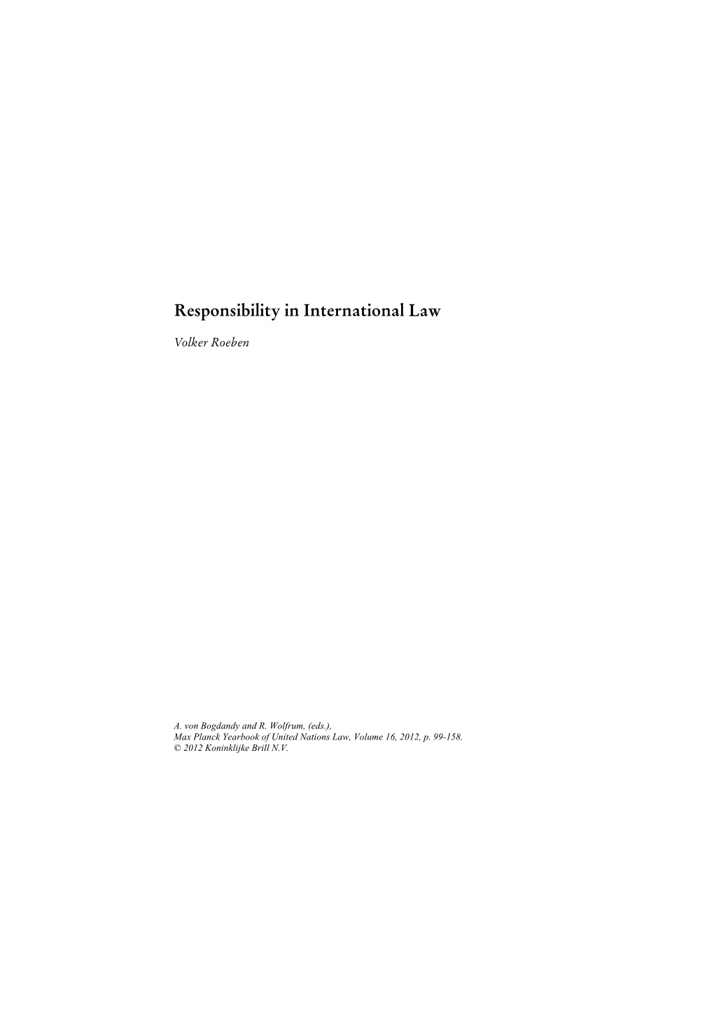 Responsibility in International Law