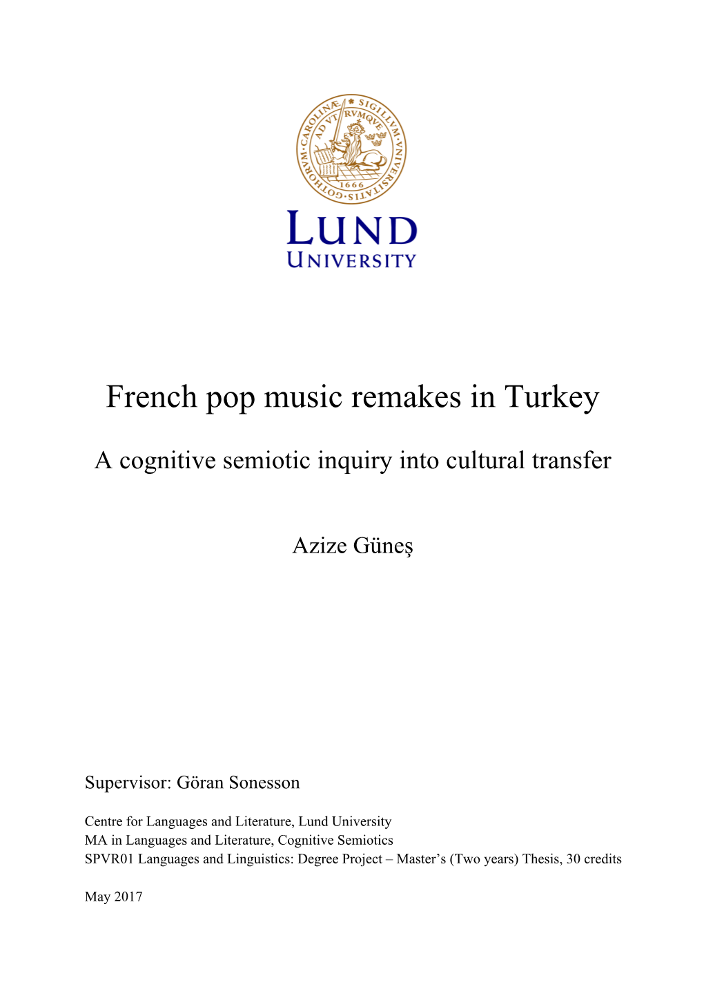 French Pop Music Remakes in Turkey