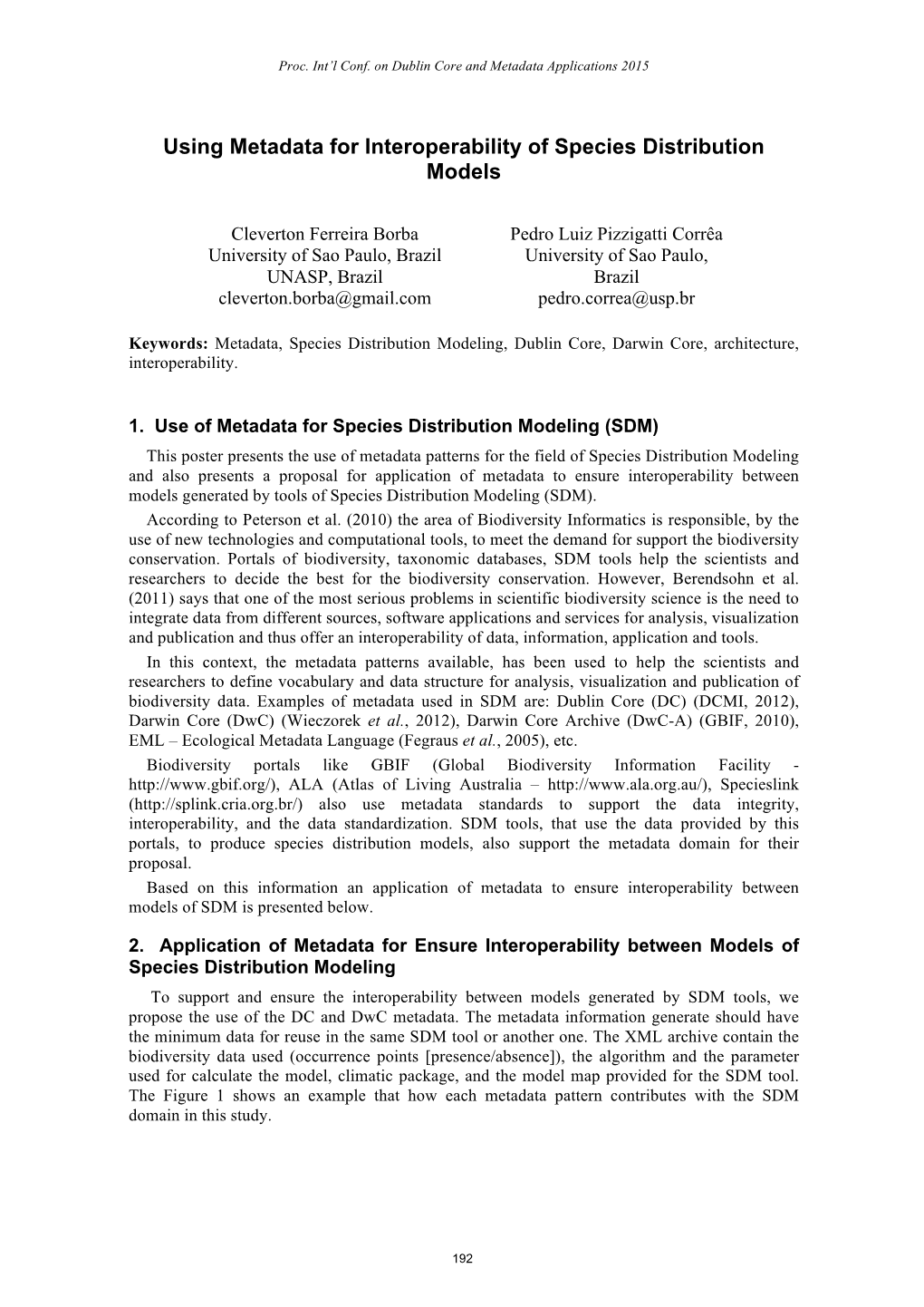 Using Metadata for Interoperability of Species Distribution Models