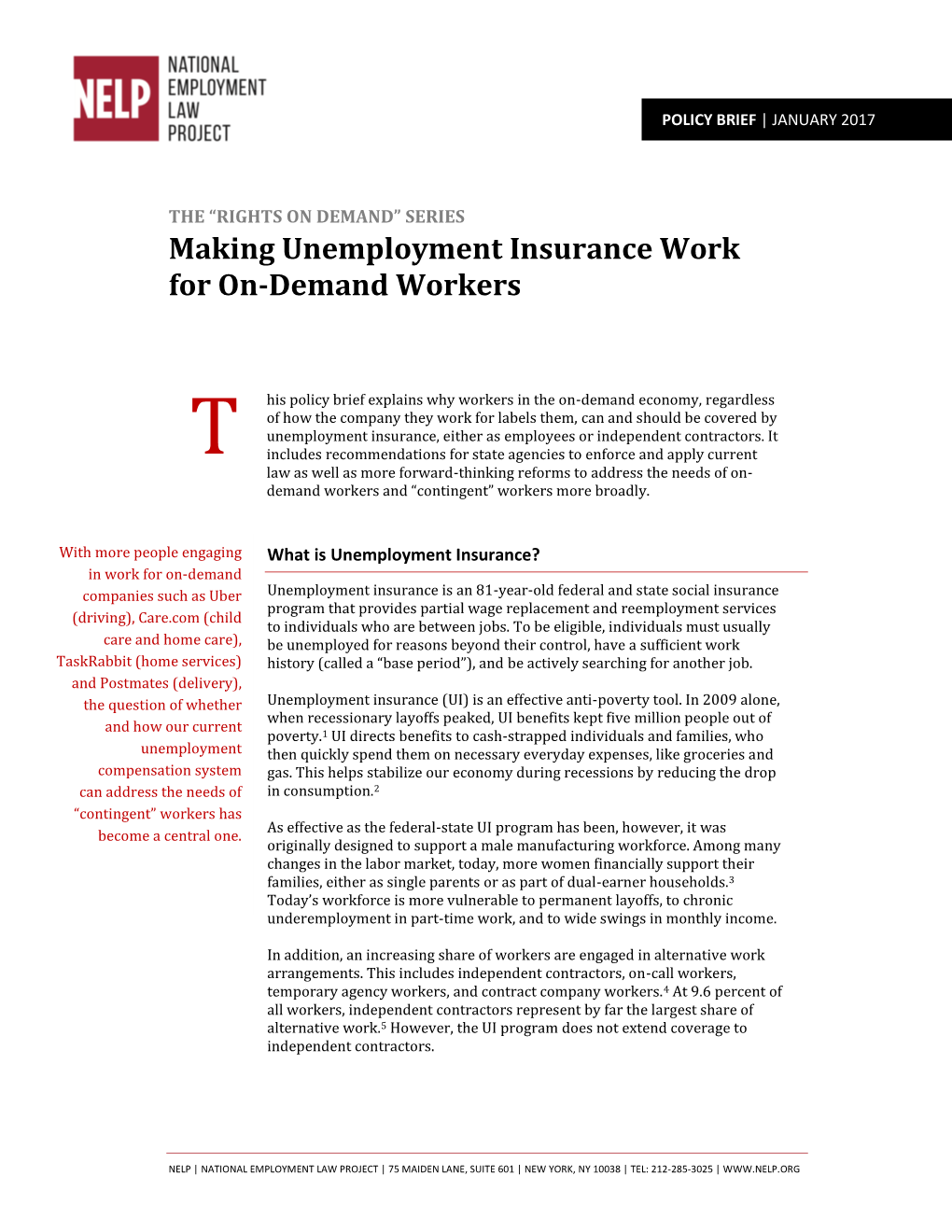 Making Unemployment Insurance Work for On-Demand Workers