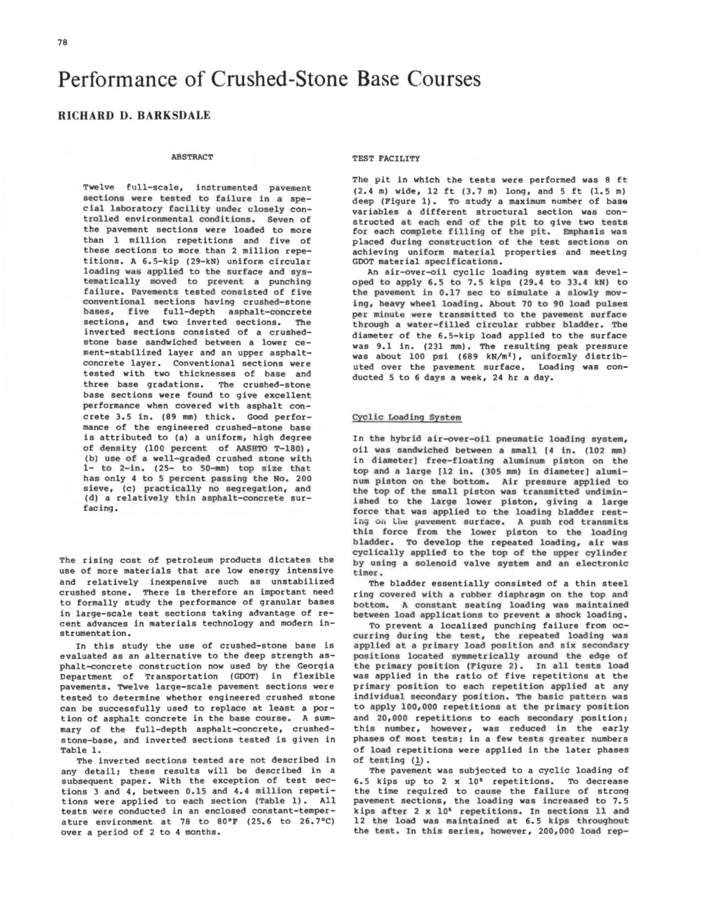 Performance of Crushed-Stone Base Courses