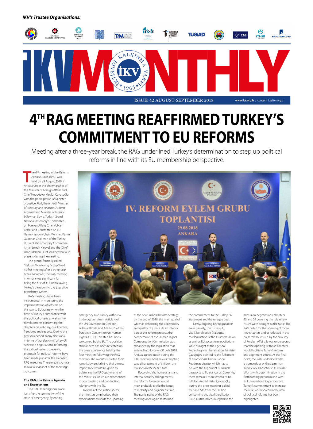 4Th Rag Meeting Reaffirmed Turkey's Commitment to Eu Reforms