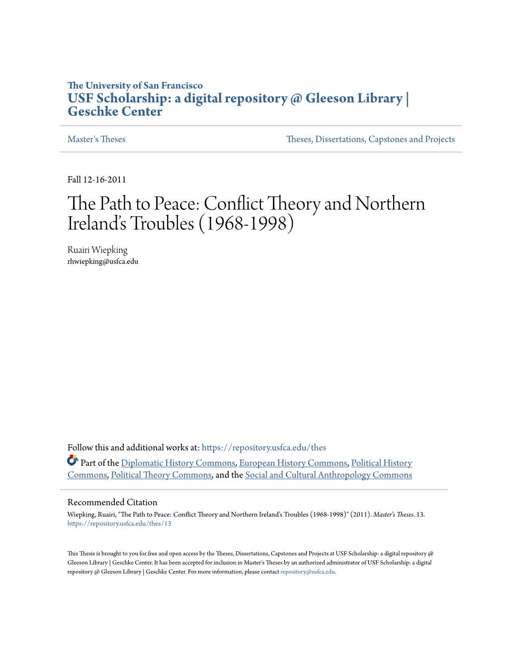 Conflict Theory and Northern Ireland's Troubles