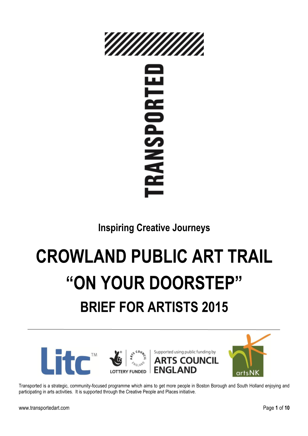 Crowland Public Art Trail “On Your Doorstep” Brief for Artists 2015