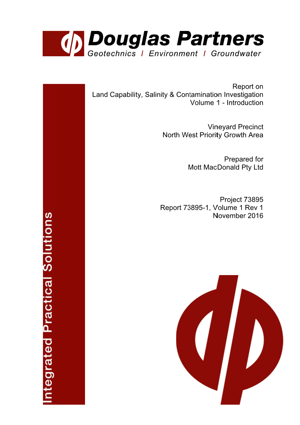 Land Capability, Salinit R Ty & Cont North We M Report 73 Taminatio