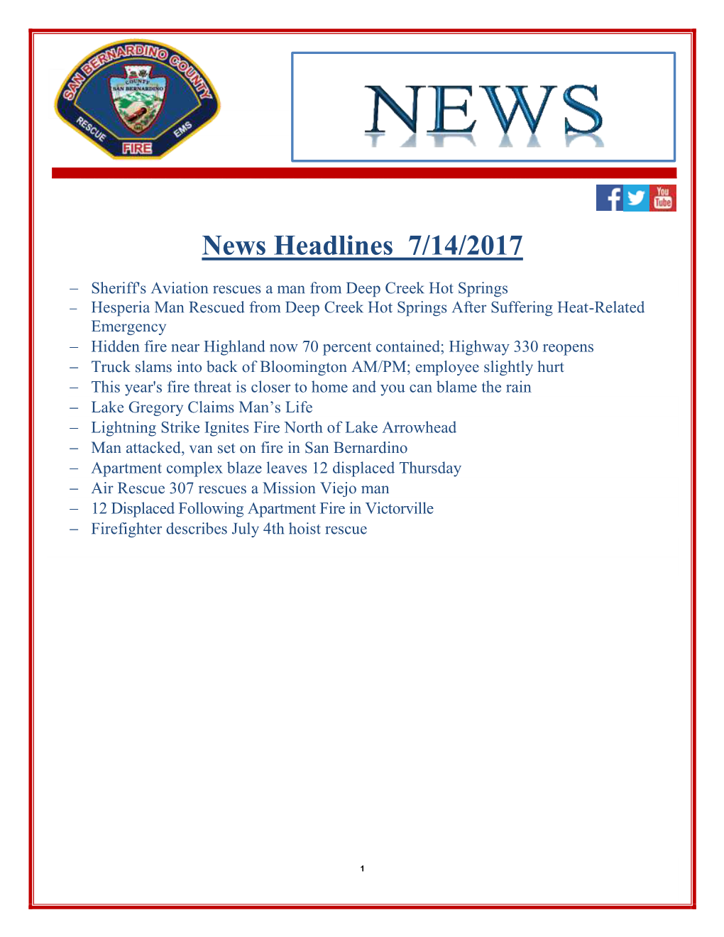 News Headlines 7/14/2017