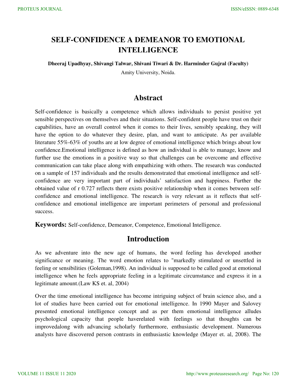 Self-Confidence a Demeanor to Emotional Intelligence