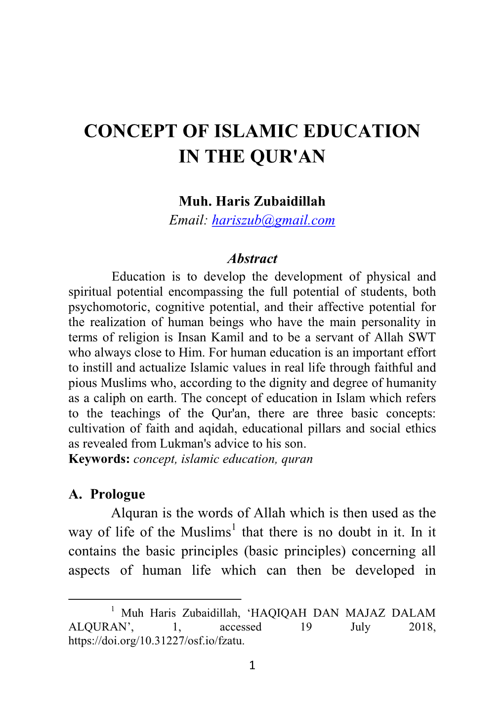 Concept of Islamic Education in the Qur'an