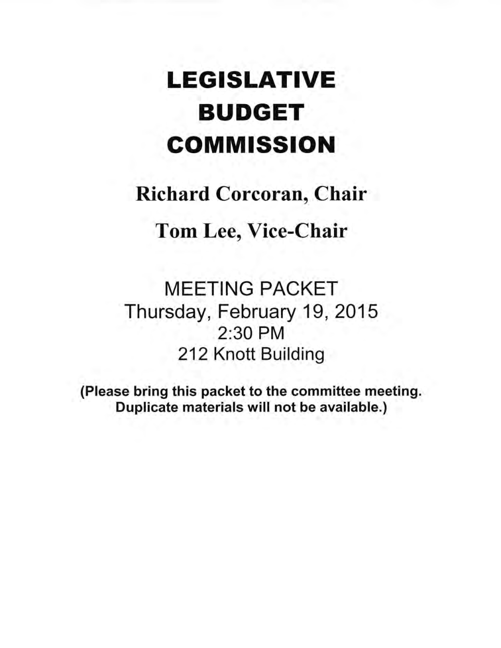 Legislative Budget Commission