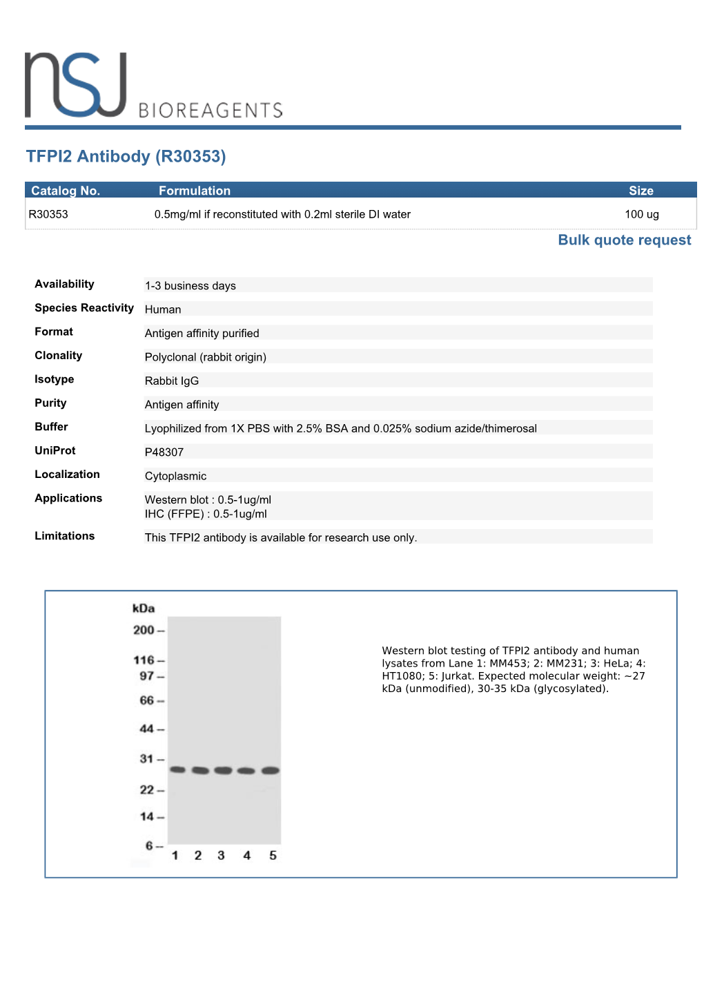 TFPI2 Antibody (R30353)