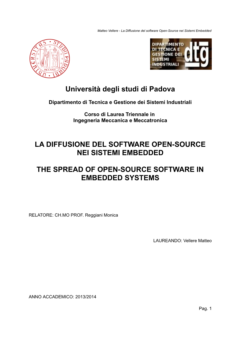 La Diffusione Del Software Open-Source Nei Sistemi Embedded