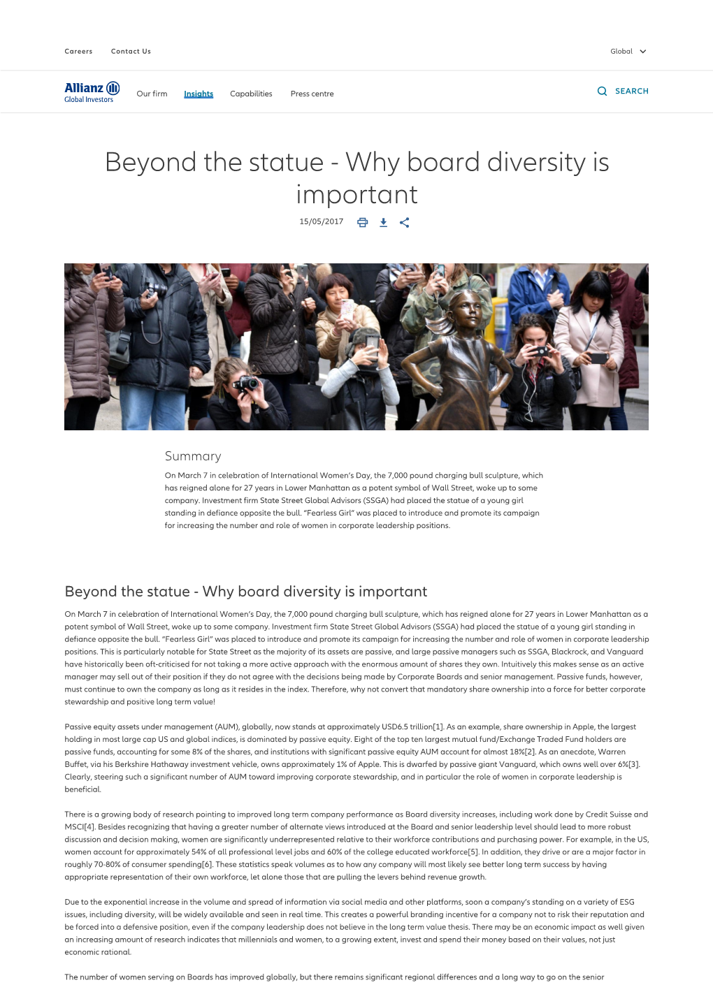 Beyond the Statue - Why Board Diversity Is Important 15/05/2017   