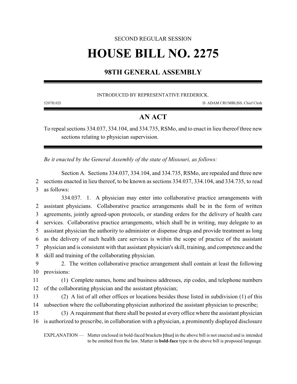 House Bill No. 2275