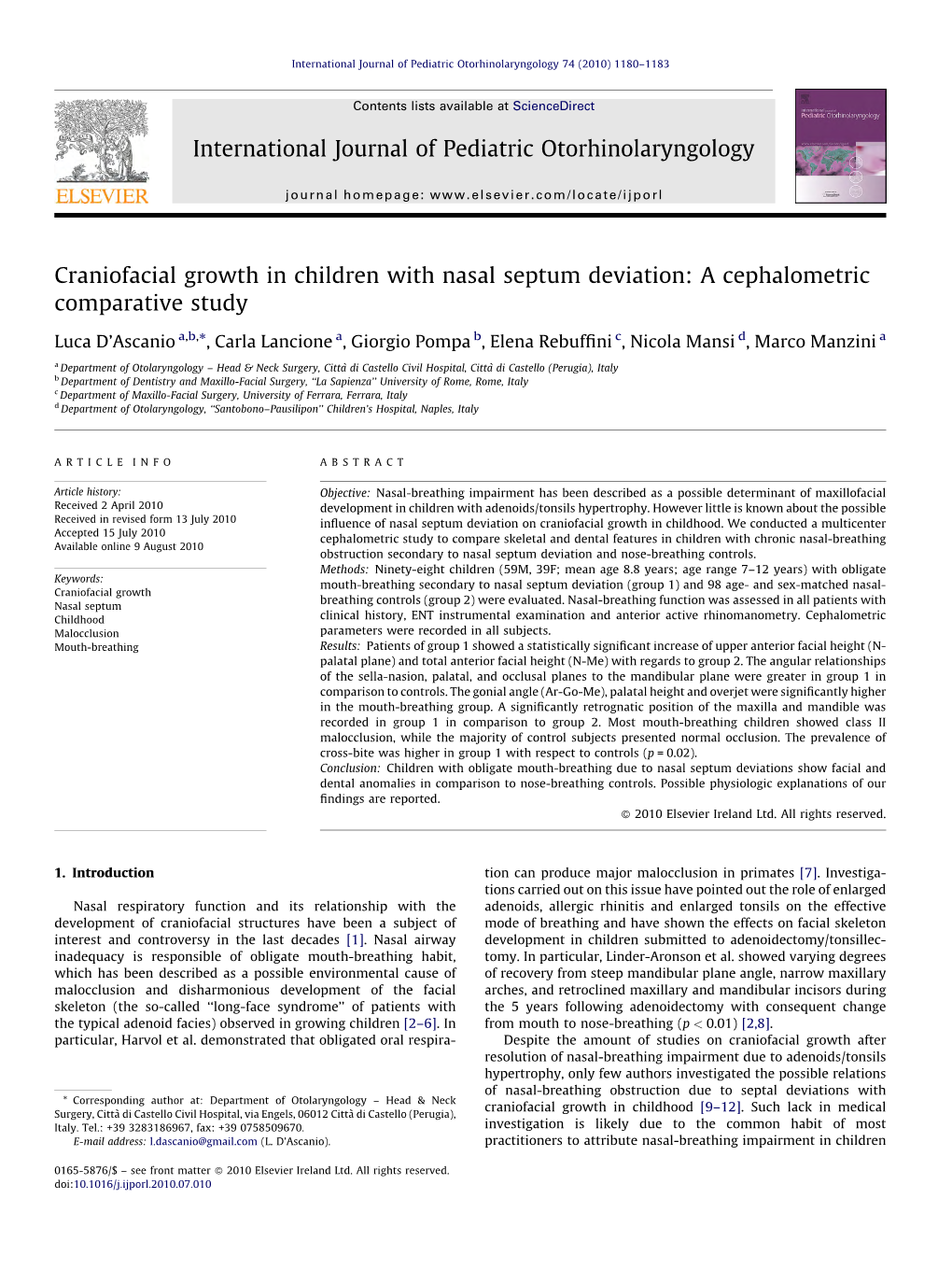 Craniofacial Growth Nasal Septum Deviation