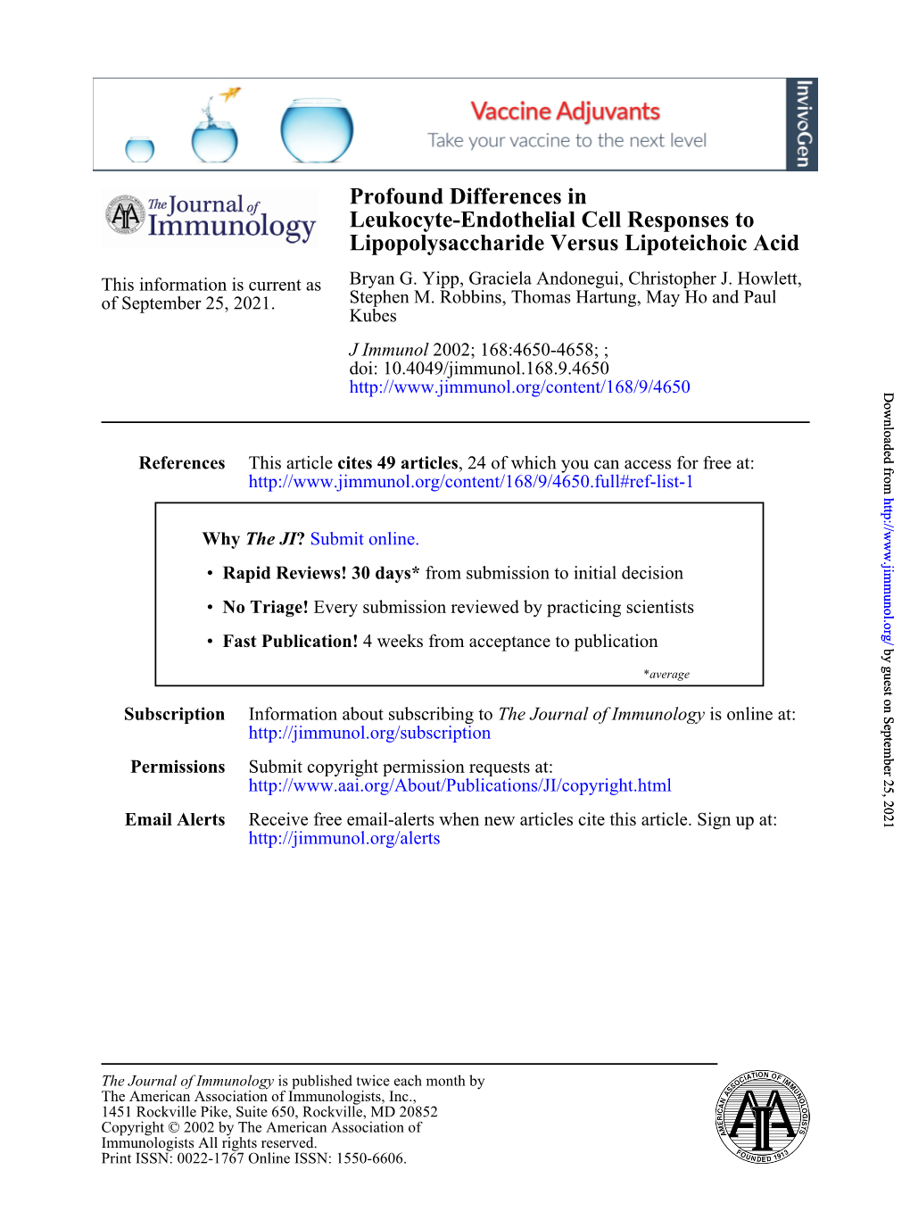 Lipopolysaccharide Versus Lipoteichoic Acid Leukocyte