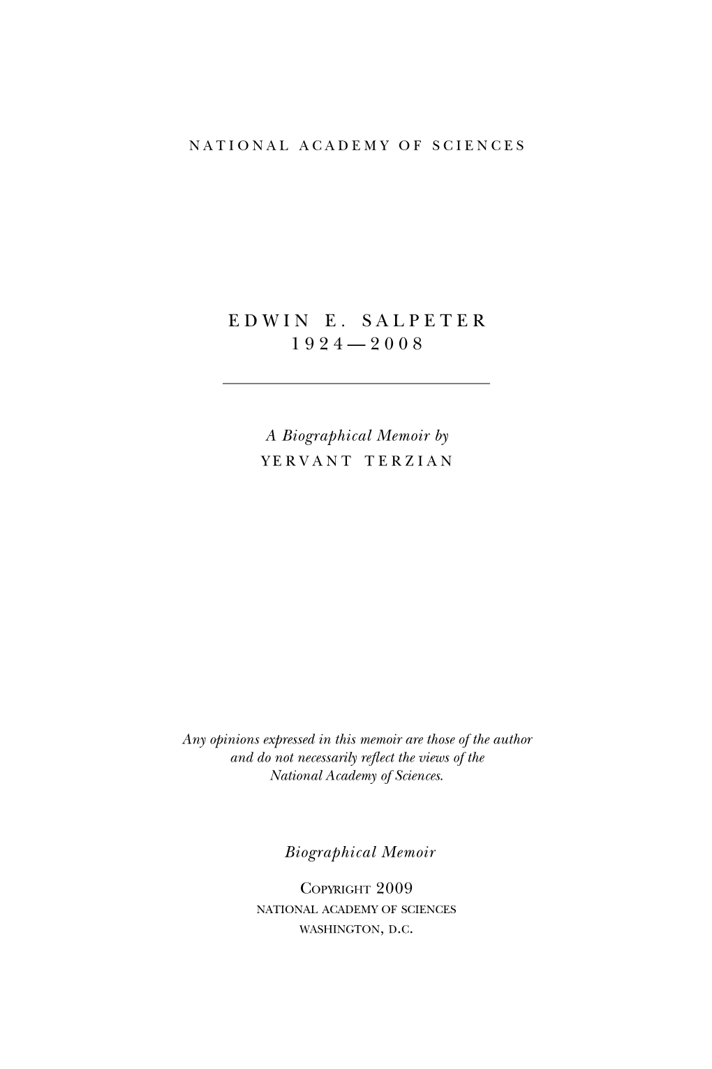 Edwin E. Salpeter 1 9 2 4 — 2 0 0 8