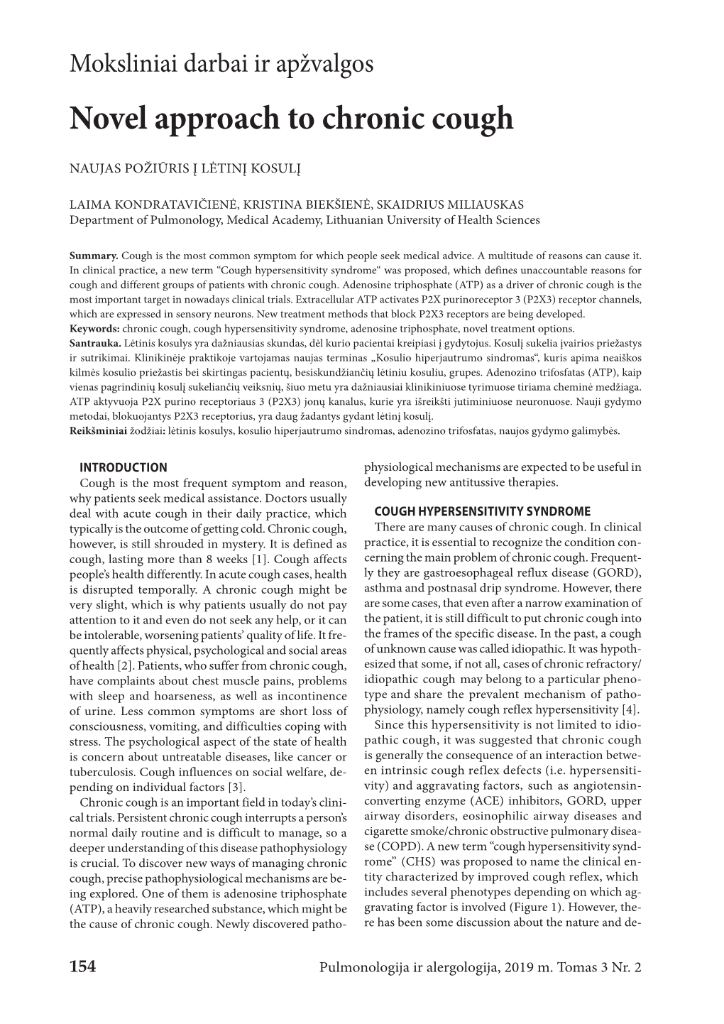 Novel Approach to Chronic Cough