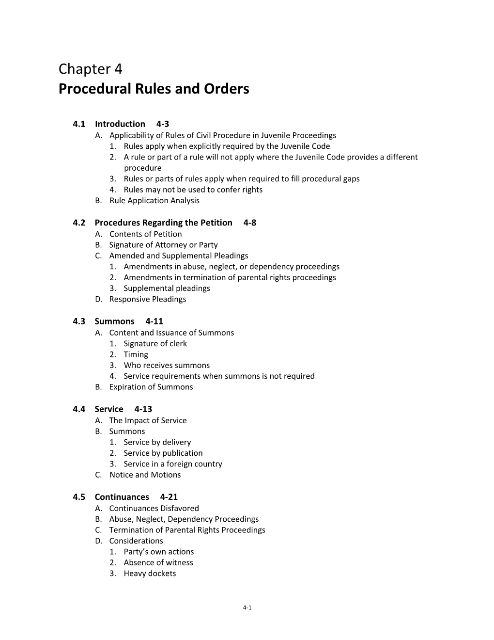 Chapter 4 Procedural Rules and Orders