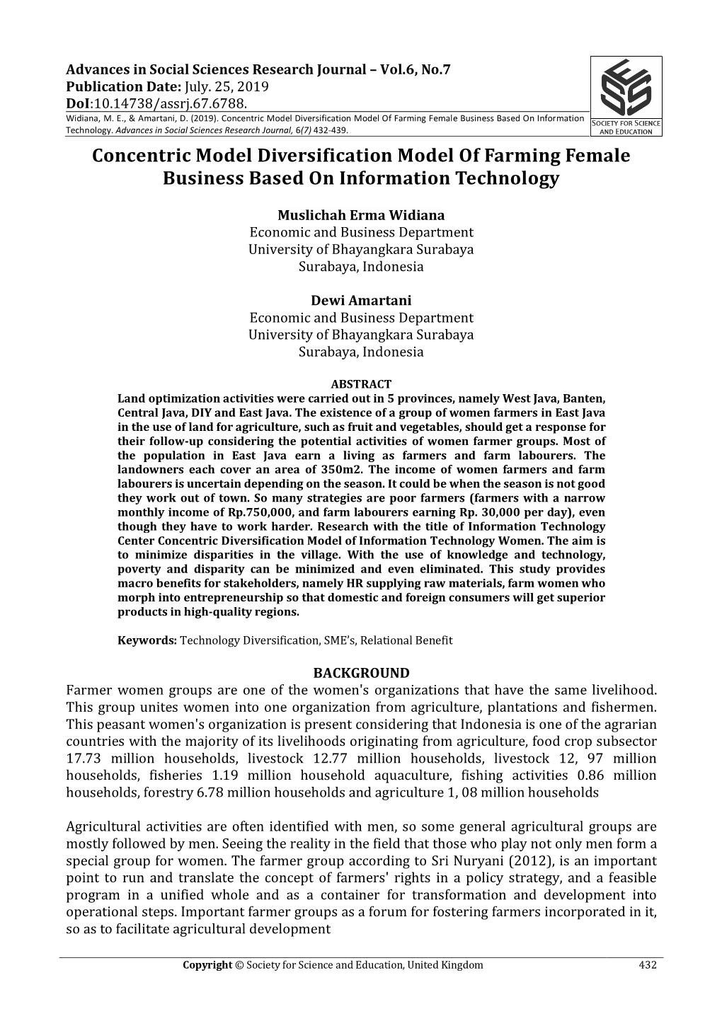 Concentric Model Diversification Model of Farming Female Business Based on Information Technology