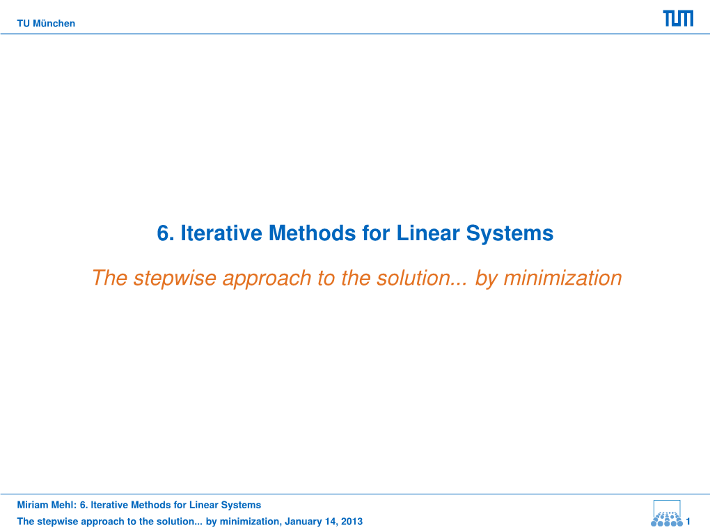 6. Iterative Methods for Linear Systems