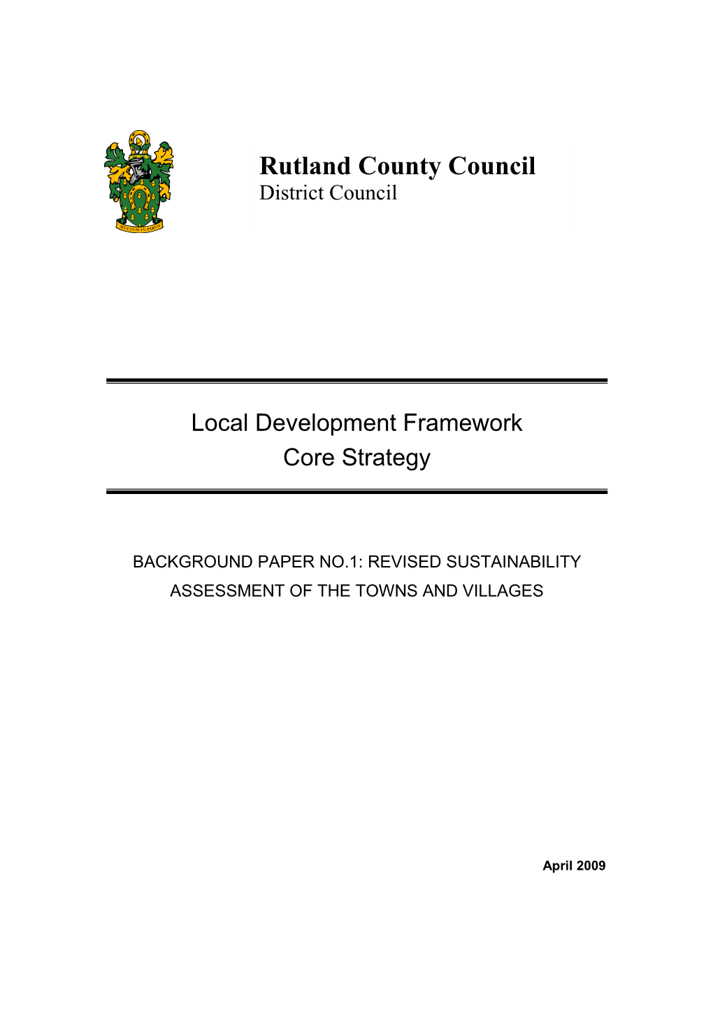 Sustainability Assessment of the Towns and Villages