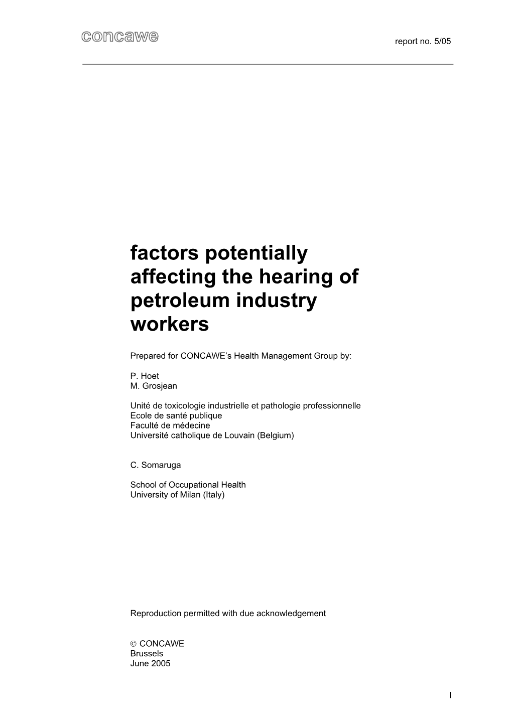 Factors Potentially Affecting the Hearing of Petroleum Industry Workers