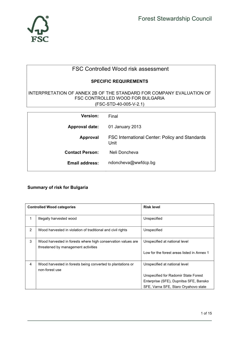 Forest Stewardship Council