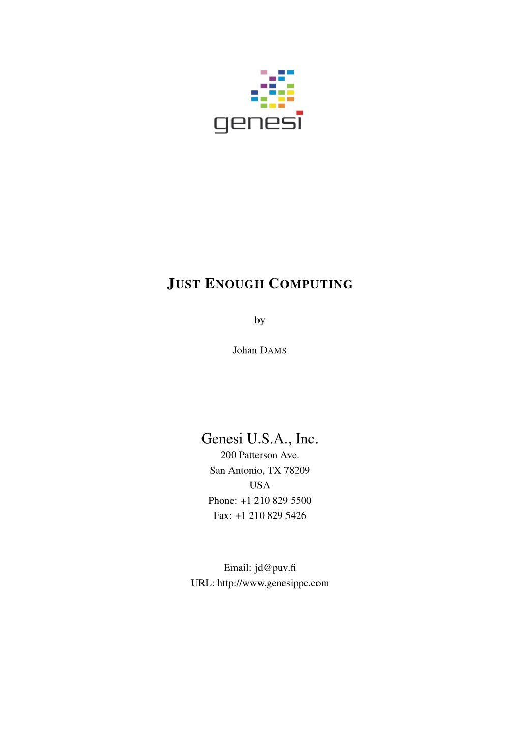 Genesi U.S.A., Inc. 200 Patterson Ave