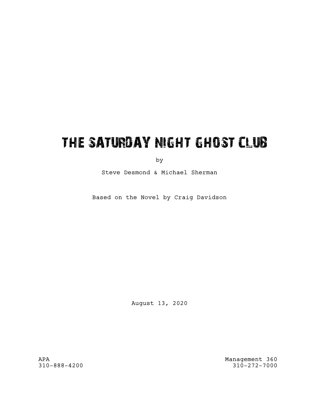 The Saturday Night Ghost Club