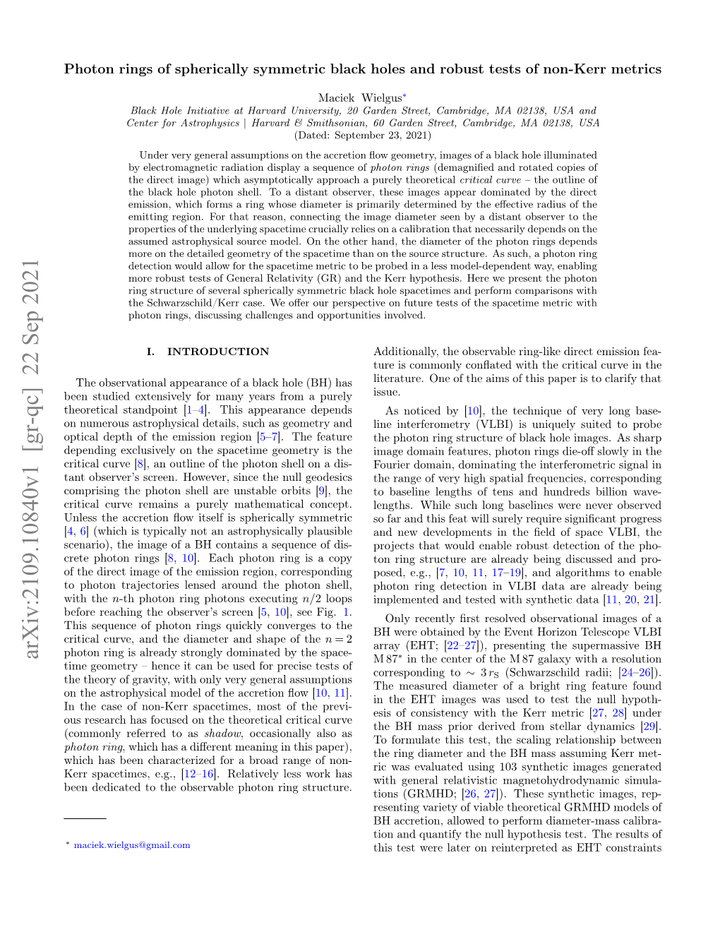 Arxiv:2108.08823V1 [Gr-Qc] 19 Aug 2021