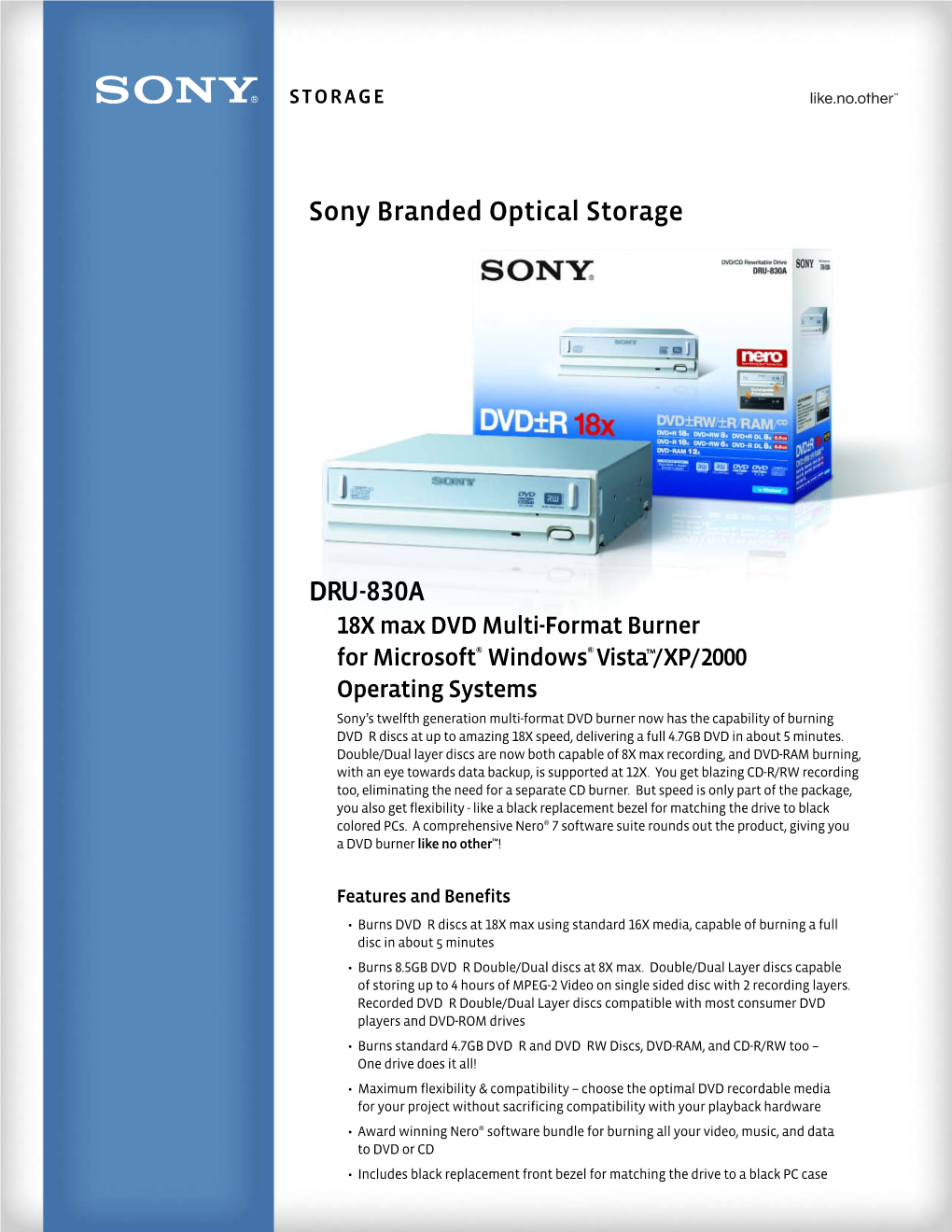 DRU-830A Spec Sheet.Qxp
