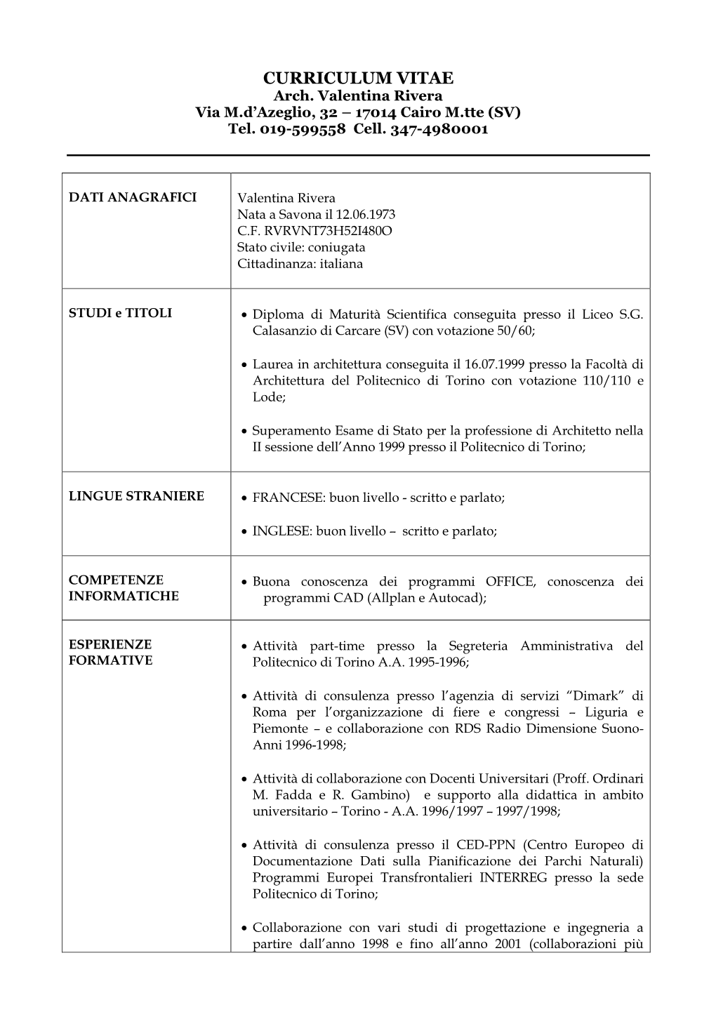 CURRICULUM VITAE Arch