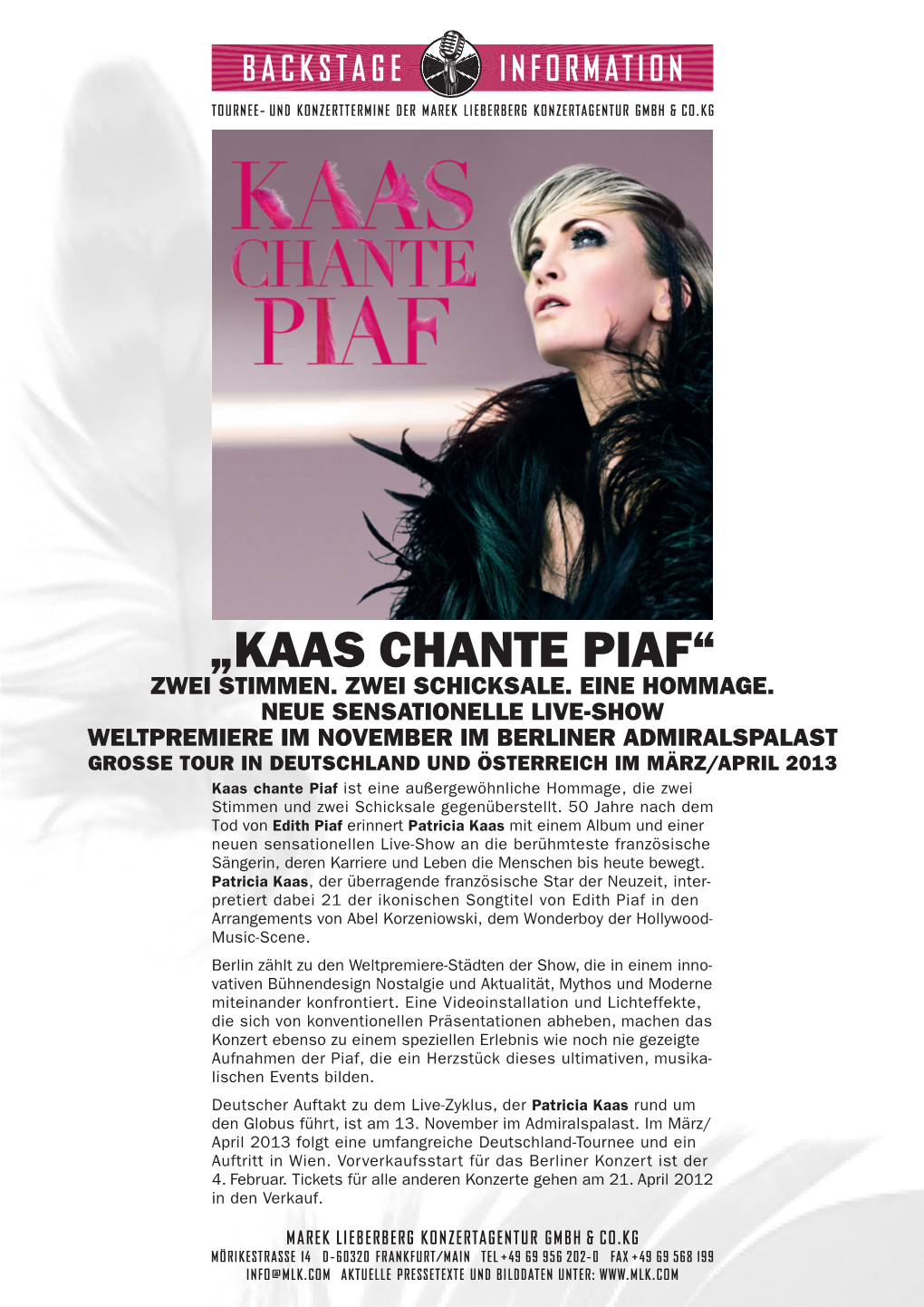 „Kaas Chante Piaf“ Zwei Stimmen