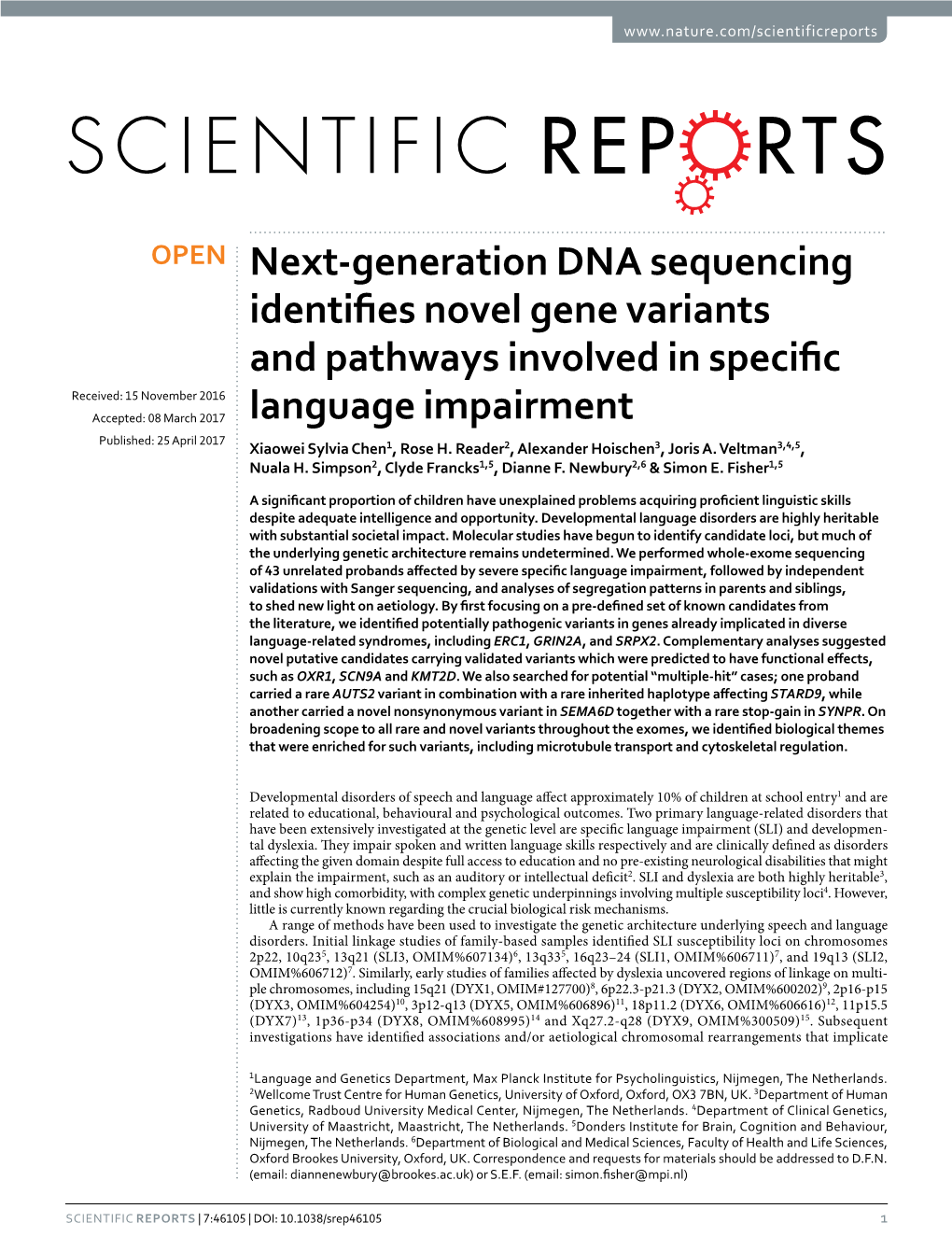 Next-Generation DNA Sequencing Identifies Novel Gene Variants And