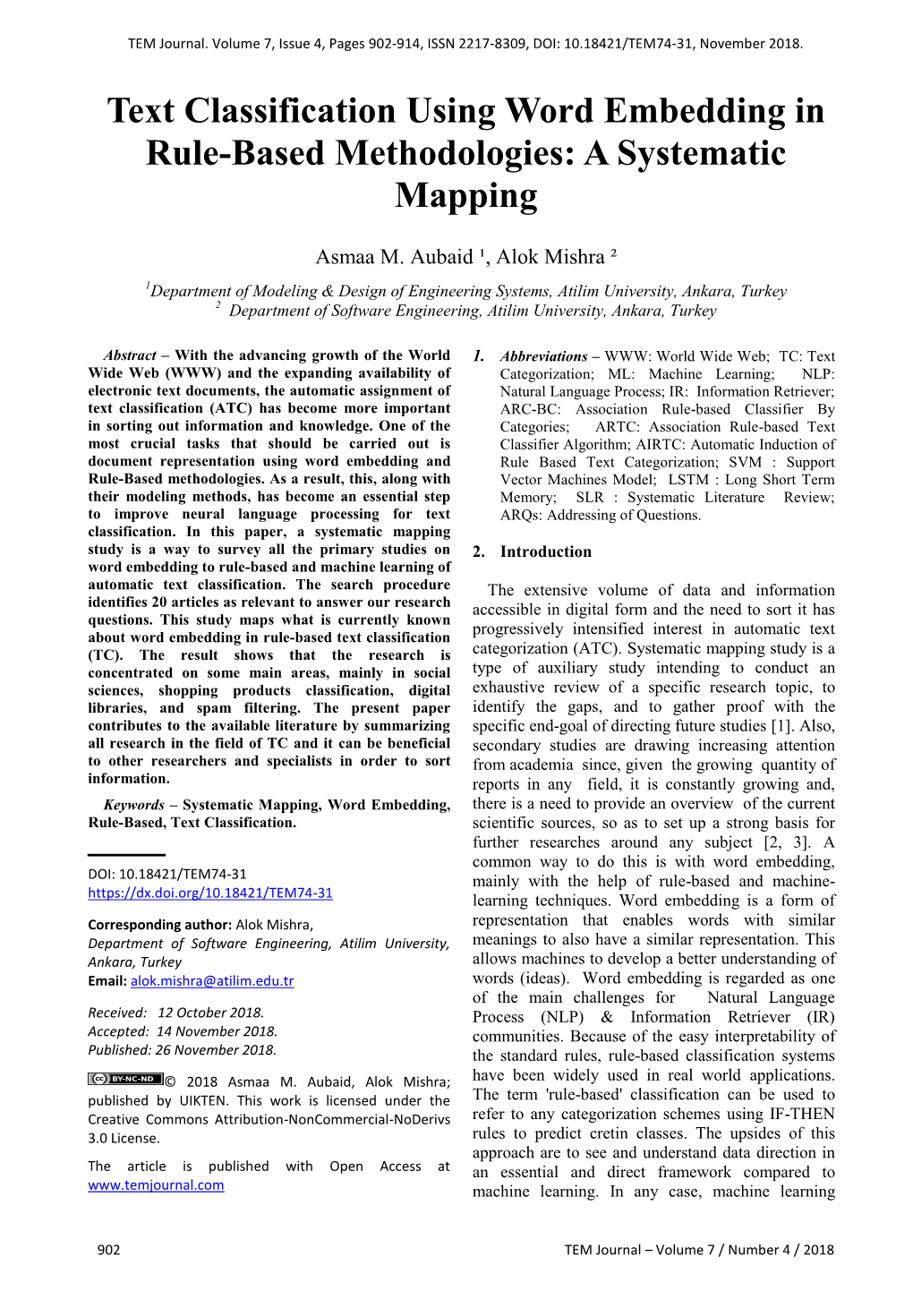 Text Classification Using Word Embedding in Rule-Based Methodologies: a Systematic Mapping