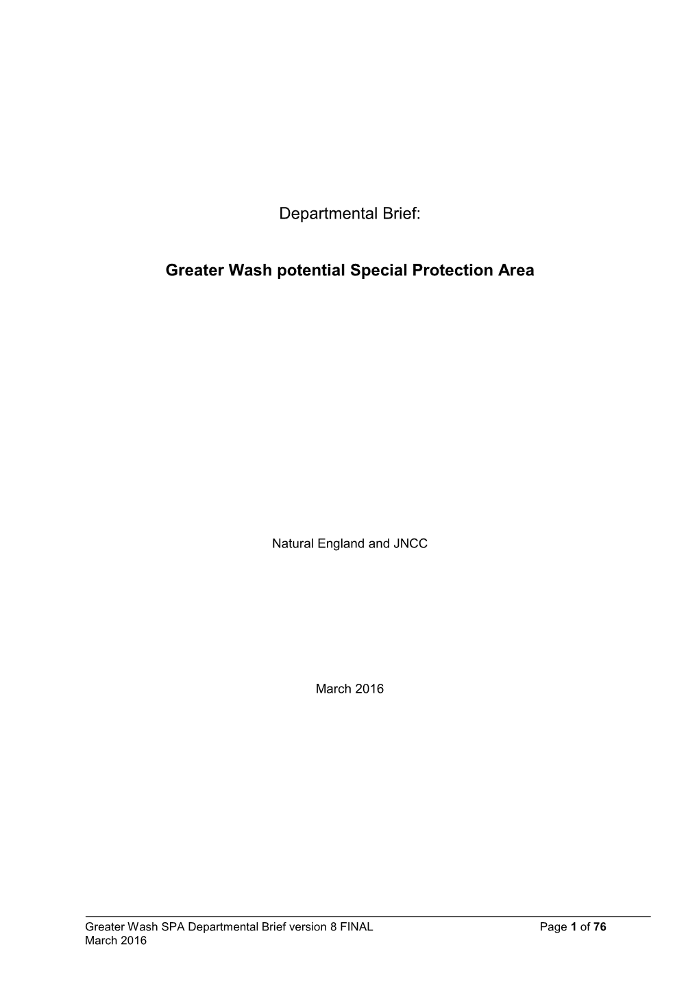 The Greater Wash Pspa Departmental Brief